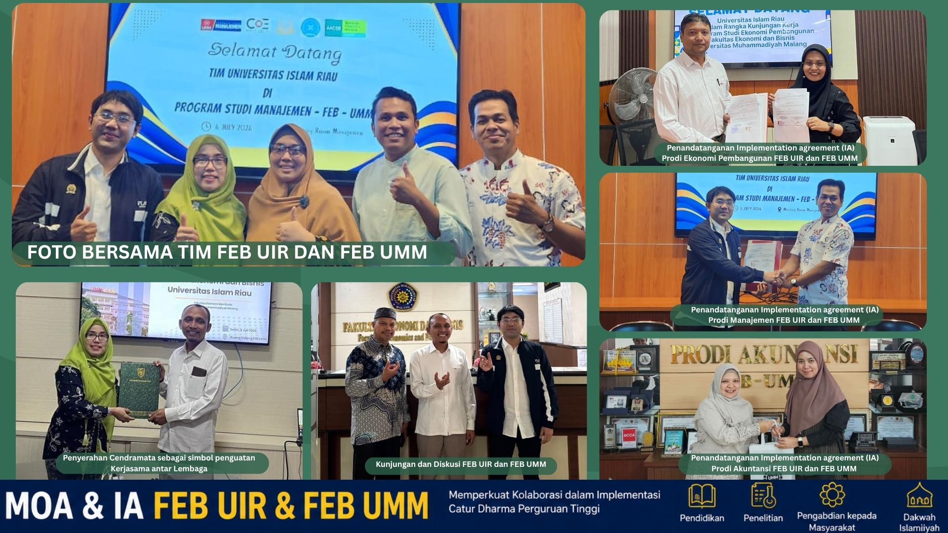 FEB UIR dan FEB UMM Perkuat Catur Dharma melalui Penandatanganan MOA dan IA Tiga Program Studi